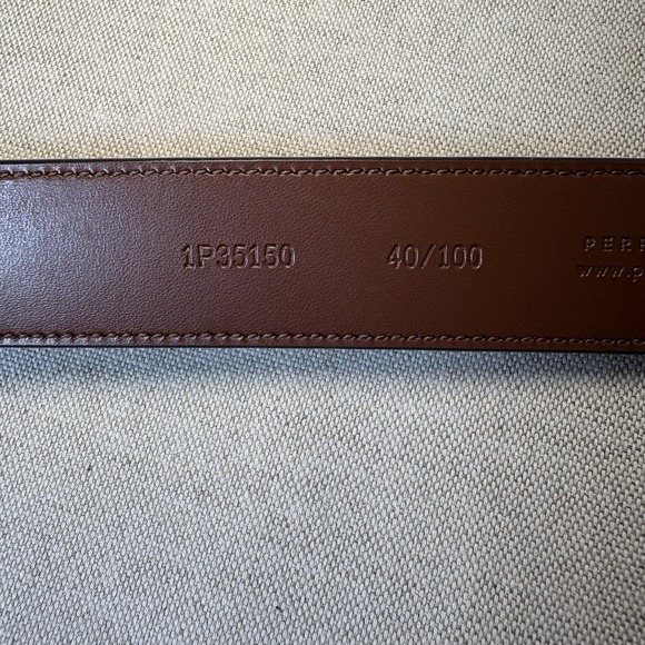 Perry Ellis Portfolio Brown Genuine Leather Harness Buckle Dress Belt Size‎ 40 - Picture 3 of 5